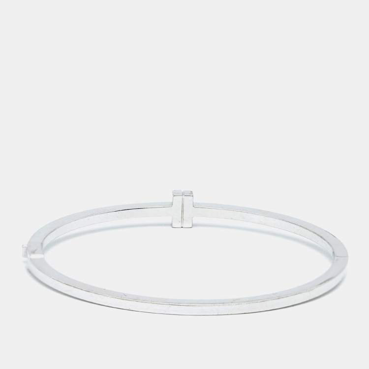 Pre Owned Tiffany & Co. Tiffany T Diamond Hinged 18k White Gold Bracelet