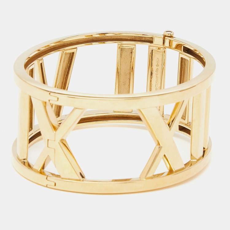 Pre Owned Tiffany & Co. Open Atlas 18k Yellow Gold Wide Bracelet