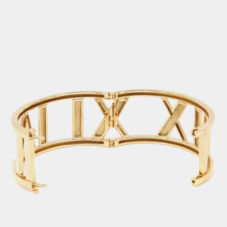 Pre Owned Tiffany & Co. Open Atlas 18k Yellow Gold Wide Bracelet
