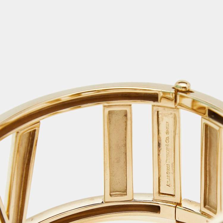 Pre Owned Tiffany & Co. Open Atlas 18k Yellow Gold Wide Bracelet