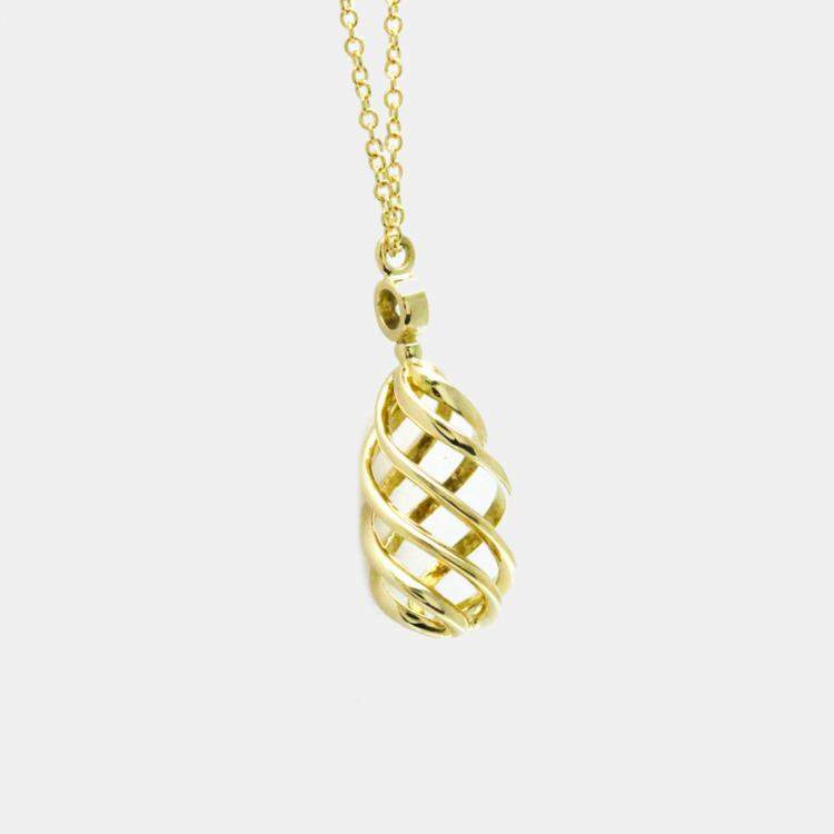 Pre Owned Tiffany & Co. 18K Yellow Gold and Diamond Paloma Picasso Venezia Luce Pendant Necklace