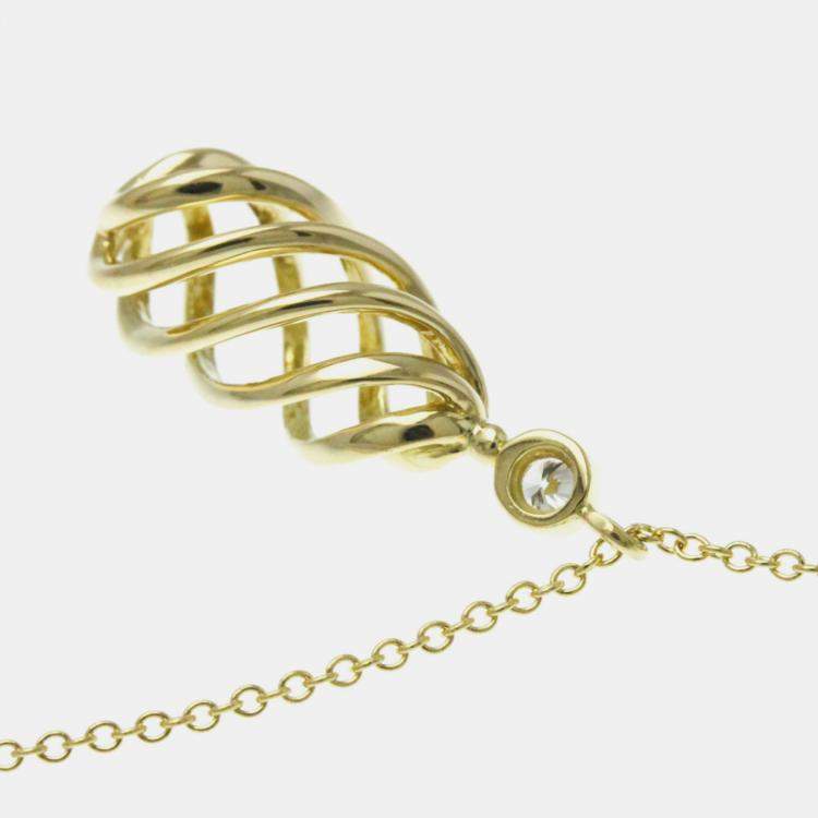 Pre Owned Tiffany & Co. 18K Yellow Gold and Diamond Paloma Picasso Venezia Luce Pendant Necklace