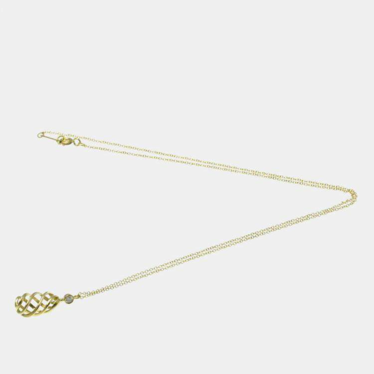 Pre Owned Tiffany & Co. 18K Yellow Gold and Diamond Paloma Picasso Venezia Luce Pendant Necklace