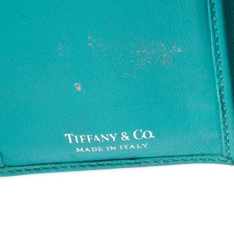 Pre Owned Tiffany & Co. Blue Leather Tri- Fold French Wallet