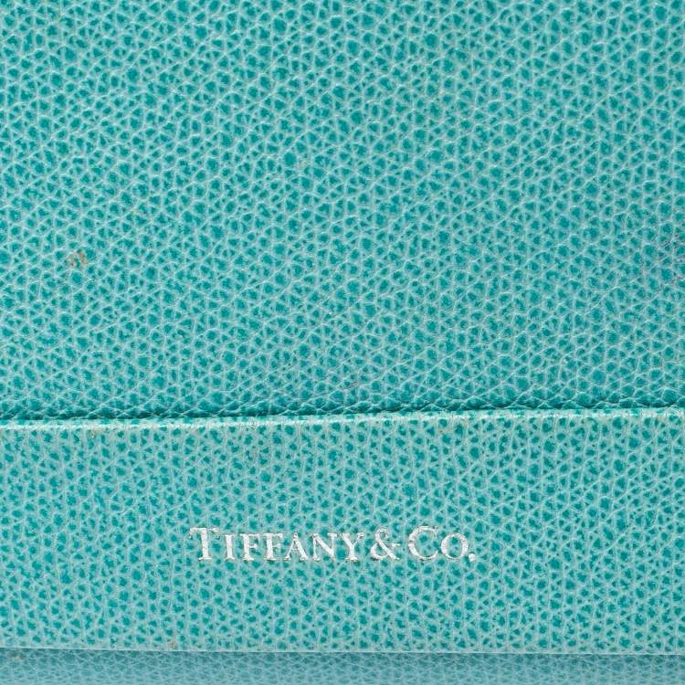 Pre Owned Tiffany & Co. Blue Leather Tri- Fold French Wallet