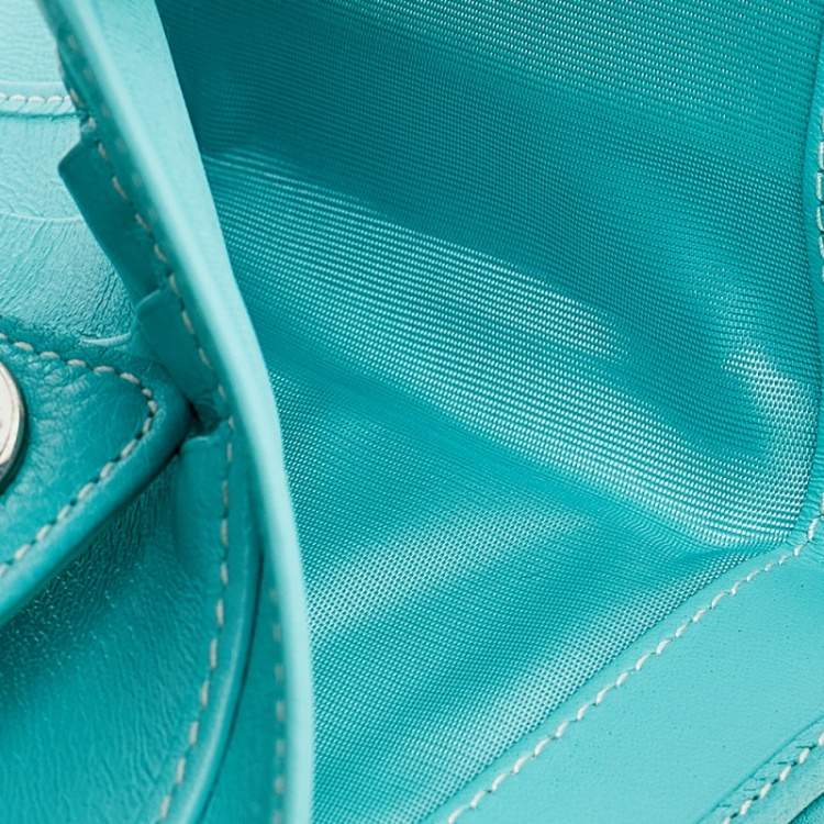 Pre Owned Tiffany & Co. Turquoise Leather Turnlock Wallet