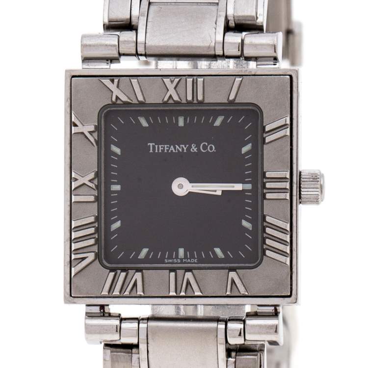 Pre Owned Tiffany & Co. Grey Stainless Steel Atlas 30260324 Women's Wristwatch 23MM