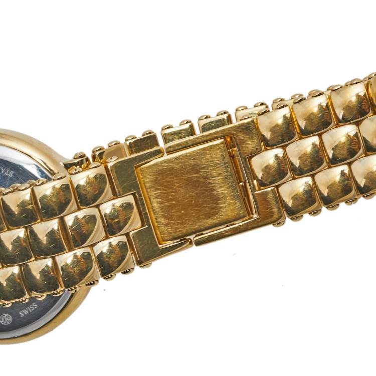 Pre Owned Tiffany & Co Yellow Gold Plated Stainless Steel Portfolio Men's Wristwatch 32 mm