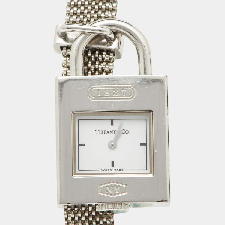 Pre Owned Tiffany & Co. White Stainless Steel 1837 Women's Wristwatch 20 mm