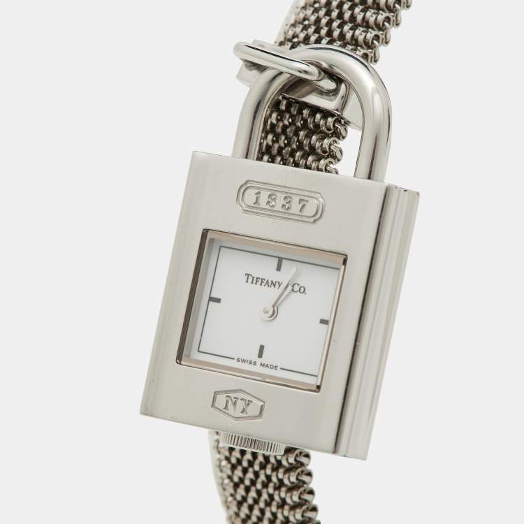 Pre Owned Tiffany & Co. White Stainless Steel 1837 Women's Wristwatch 20 mm