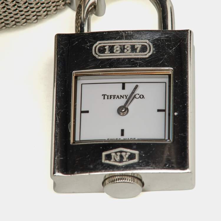 Pre Owned Tiffany & Co. White Stainless Steel 1837 Women's Wristwatch 20 mm