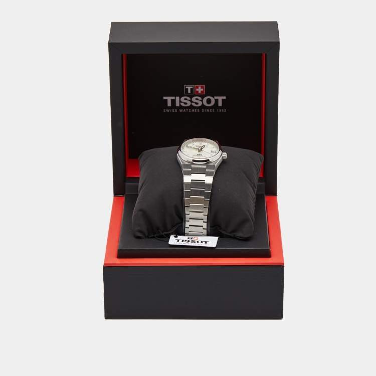 Pre Owned Tissot Mother Of Pearl Stainless Steel Powermatic 80 PRX T137.207.11.111.00 Women's Wristwatch 35 mm