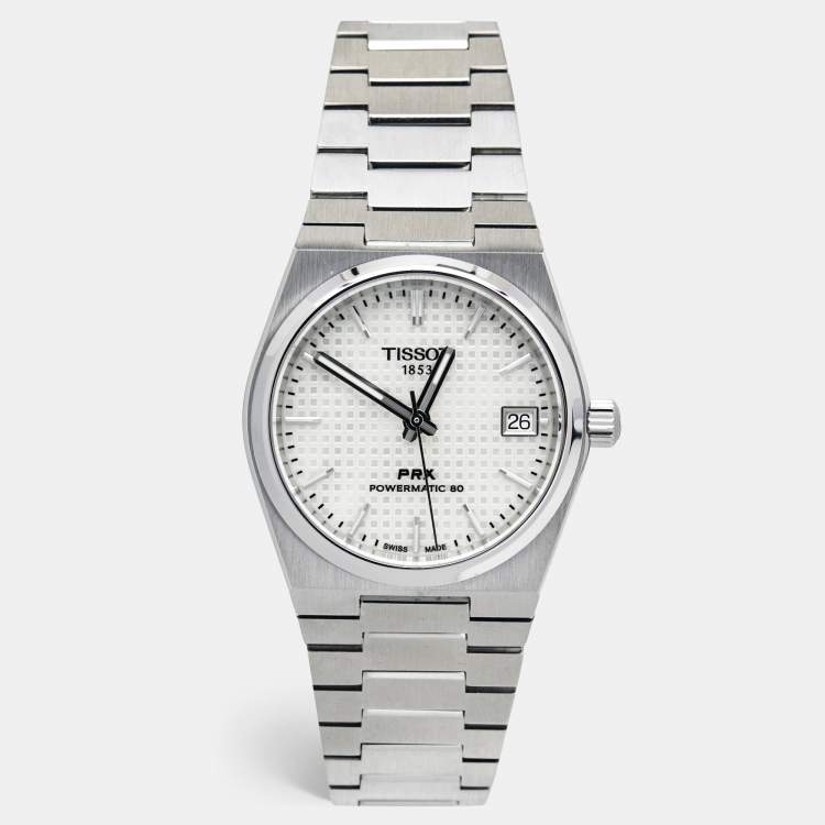 Pre Owned Tissot Mother Of Pearl Stainless Steel Powermatic 80 PRX T137.207.11.111.00 Women's Wristwatch 35 mm