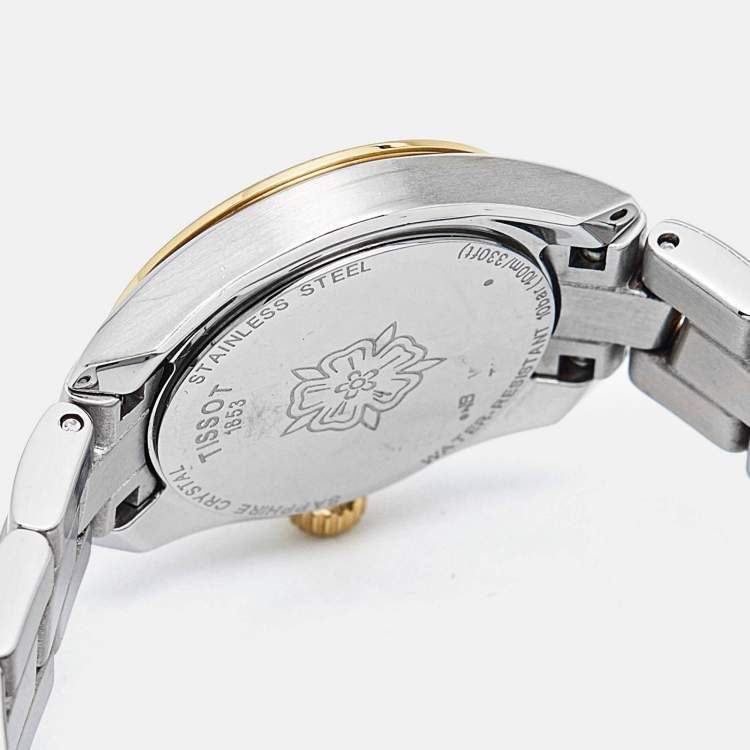 Pre Owned Tissot Mother Of Pearl Two-Tone Stainless Steel PR100 T101.010.22.111.00 Women's Wristwatch 25 mm