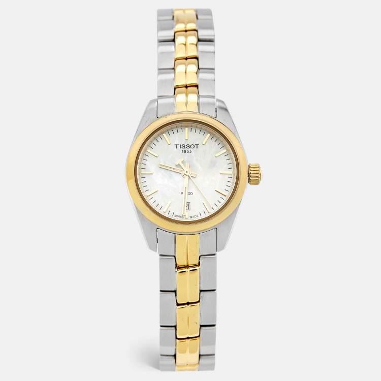 Pre Owned Tissot Mother Of Pearl Two-Tone Stainless Steel PR100 T101.010.22.111.00 Women's Wristwatch 25 mm