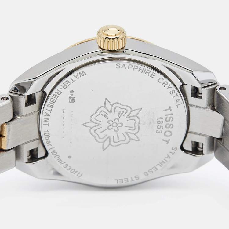 Pre Owned Tissot Mother Of Pearl Two-Tone Stainless Steel PR100 T101.010.22.111.00 Women's Wristwatch 25 mm