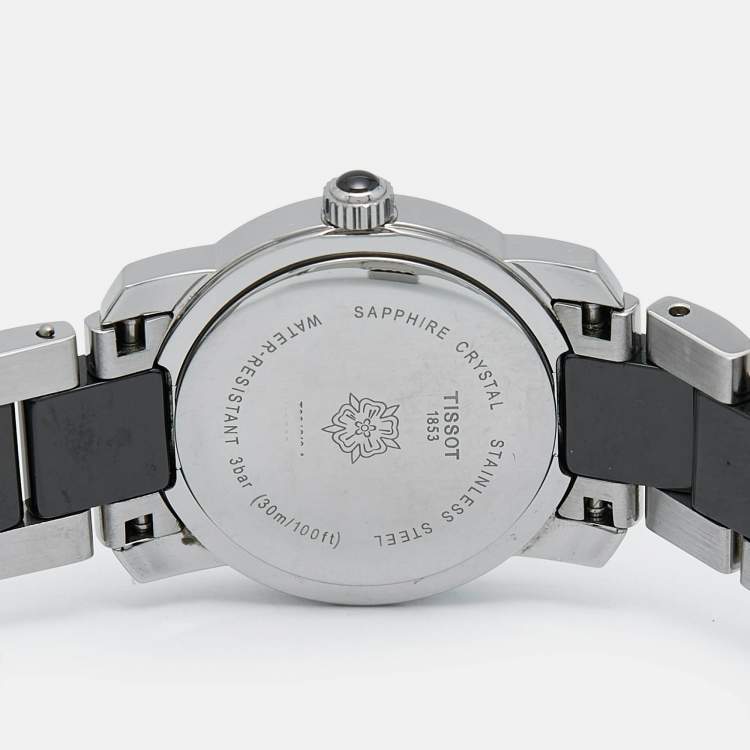 Pre Owned Tissot Black Ceramic Stainless Steel T-Trend T064.210.22.051.00 Women's Wristwatch 28 mm