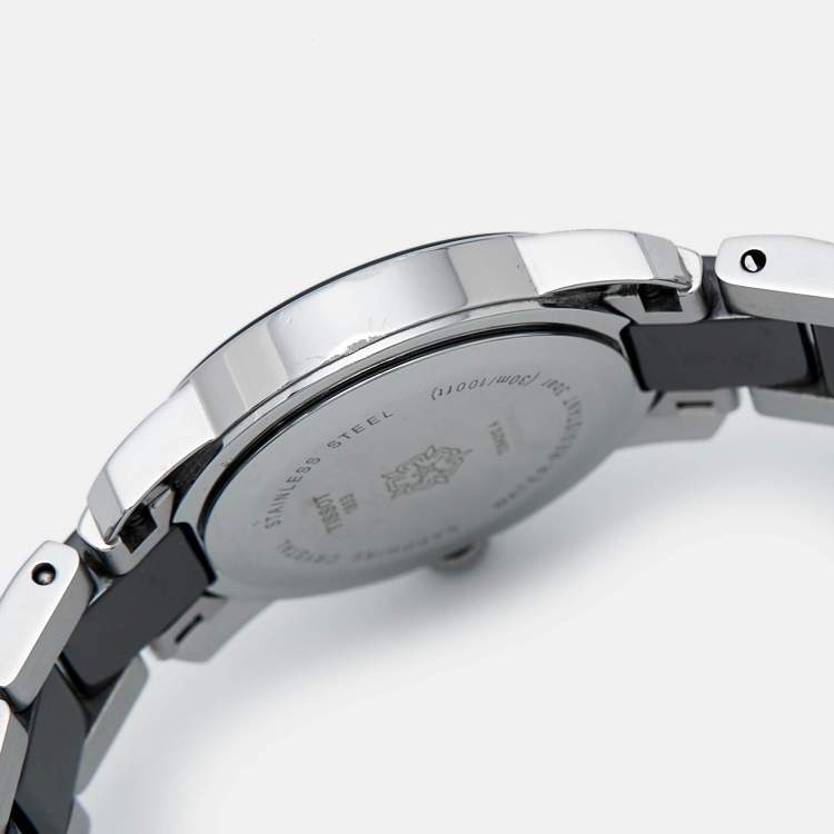 Pre Owned Tissot Black Ceramic Stainless Steel T-Trend T064.210.22.051.00 Women's Wristwatch 28 mm