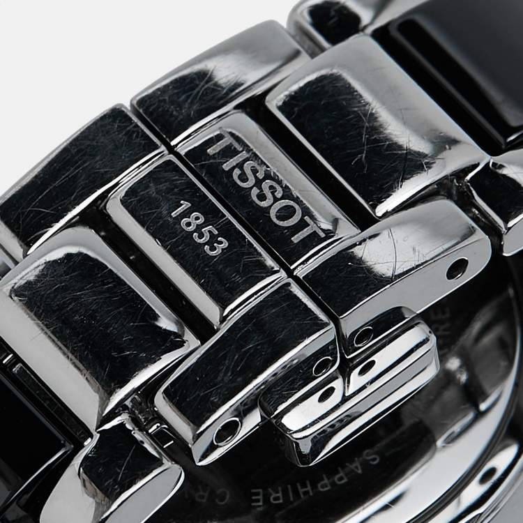 Pre Owned Tissot Black Ceramic Stainless Steel T-Trend T064.210.22.051.00 Women's Wristwatch 28 mm