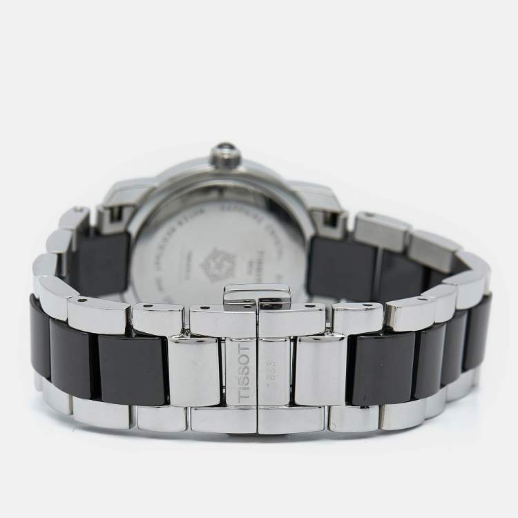 Pre Owned Tissot Black Ceramic Stainless Steel T-Trend T064.210.22.051.00 Women's Wristwatch 28 mm