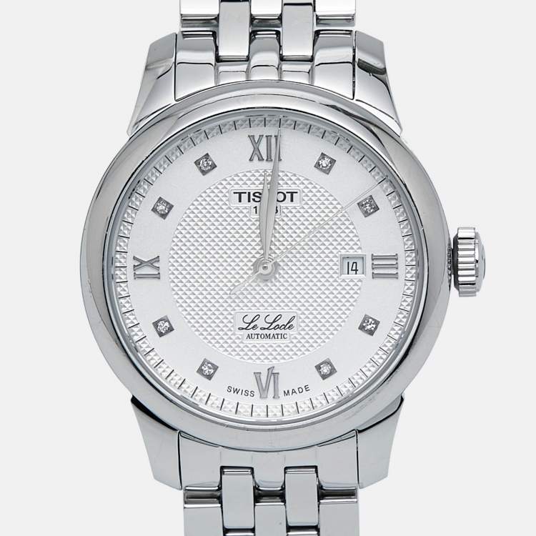 Pre Owned Tissot Silver Diamond Stainless Steel Le Locle T006.207.11.036.00 Women's Wristwatch 29 mm