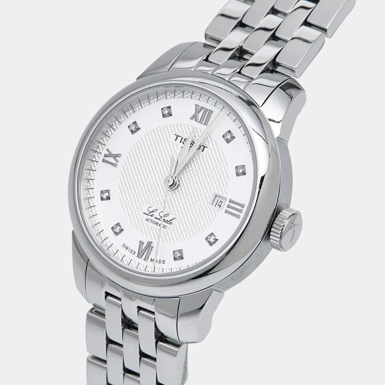 Pre Owned Tissot Silver Diamond Stainless Steel Le Locle T006.207.11.036.00 Women's Wristwatch 29 mm