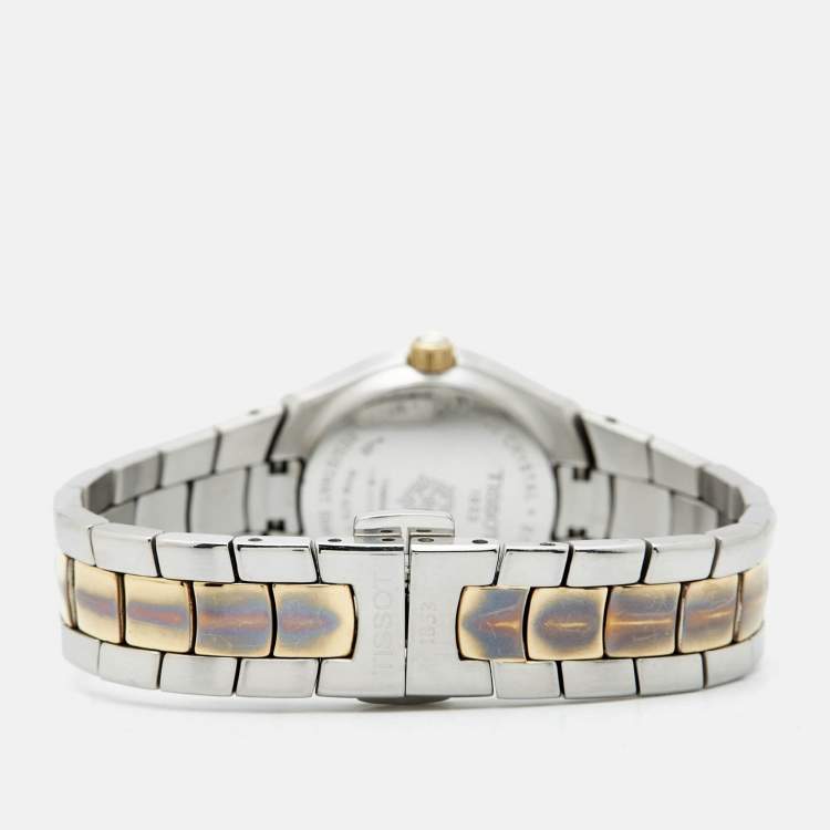 Pre Owned Tissot Mother Of Pearl Two-Tone Stainless Steel T-Round T096.009.22.111.00 Women's Wristwatch 26 mm