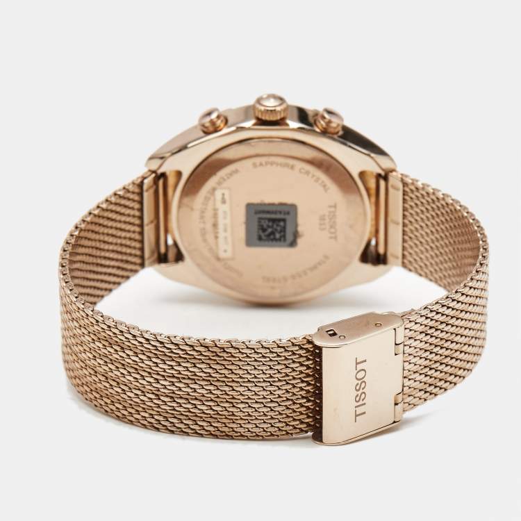 Pre Owned Tissot Silver Dial Rose Gold Plated Stainless Steel PR100 T101.917.33.031.00 Women's Wristwatch 38 mm