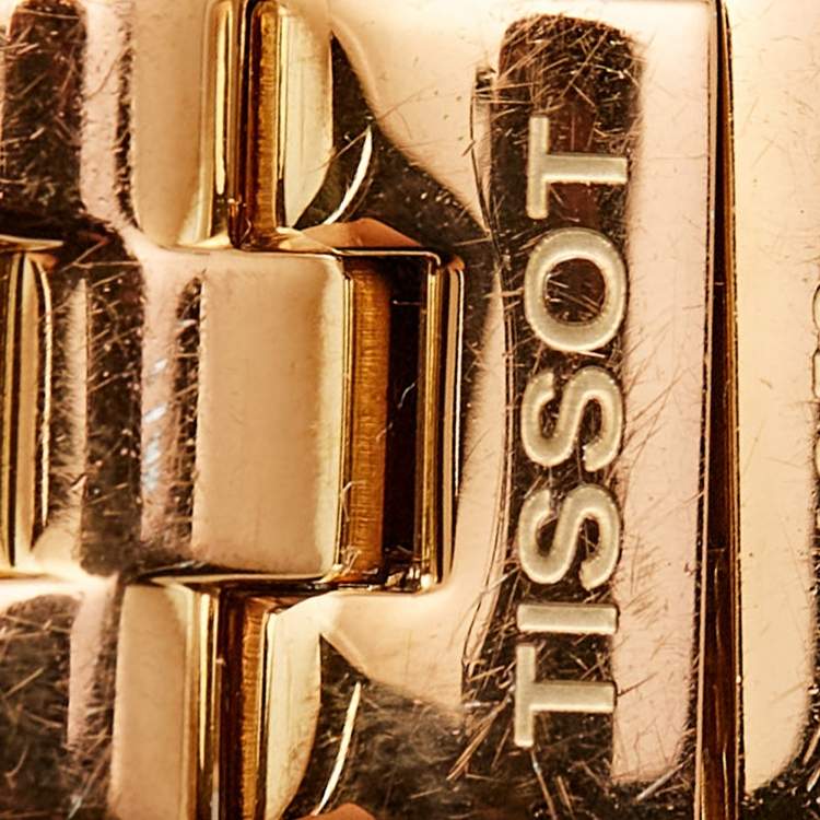 Pre Owned Tissot Black and Mother of Pearl Rose Gold Stainless Steel T-Wave T112.210.33.051.00 Women's Wristwatch 30 mm 