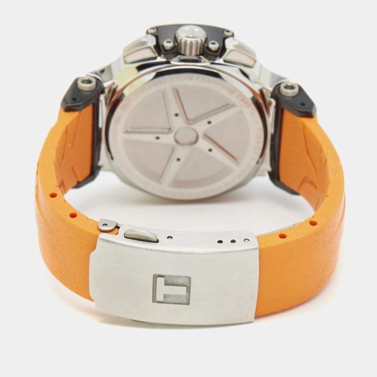 Pre Owned Tissot T-Race T048.217.27.057.00 Black DIal Two-tone Stainless Steel Rubber Women's Wristwatch 36.65 mm