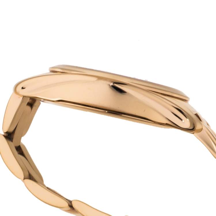 مملوكة مسبقًا Tissot Mother of Pearl Rose Gold Plated Stainless Steel Diamond T-Wave T112210B Women's Wristwatch 30 mm