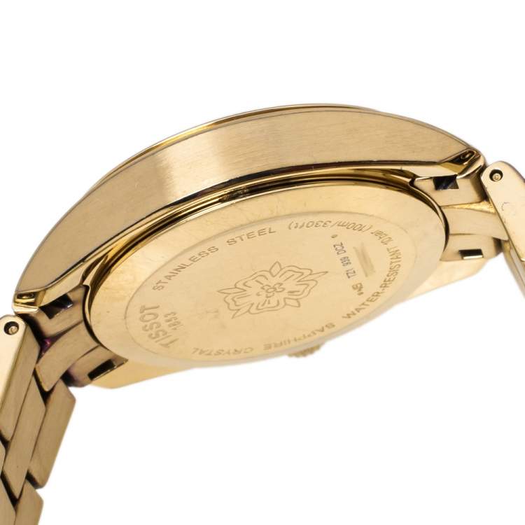 Pre Owned Tissot Silver Gold Tone Stainless Steel PR100 T101210A Women's Wristwatch 33 mm