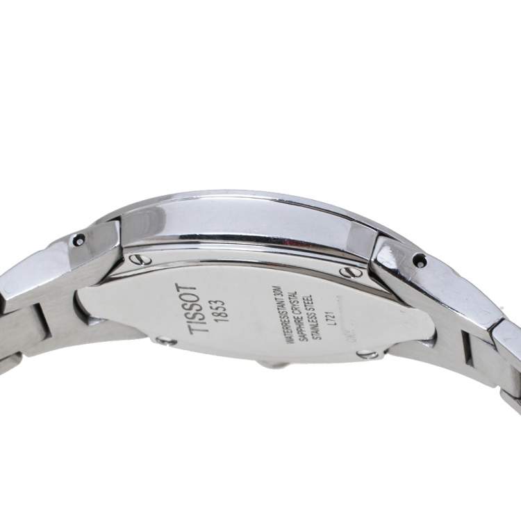 مملوكة مسبقًا Tissot White Stainless Steel Diamond Oval Women's Wristwatch 21 mm