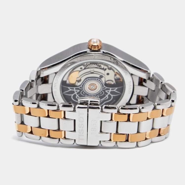 Pre Owned Tissot Brown Two Tone Stainless Steel Lady 80 T072.207.22.298.00 Women's Wristwatch 34 mm