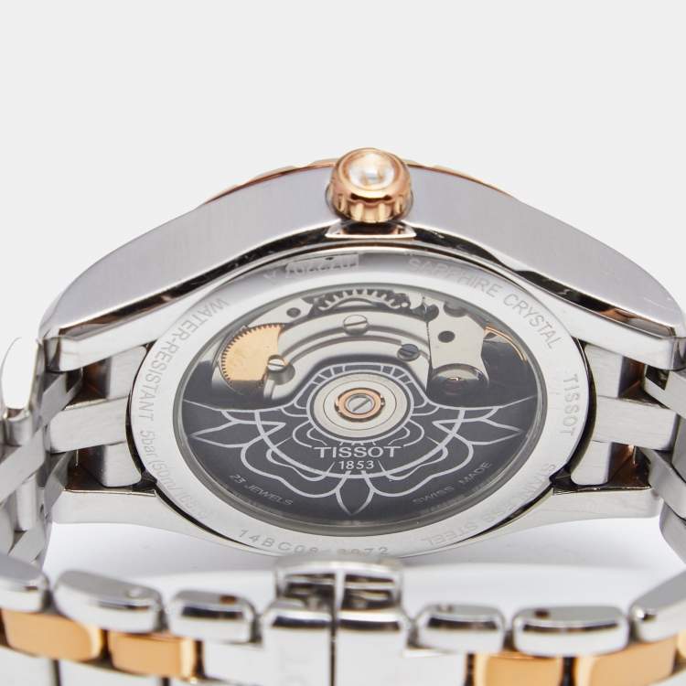 Pre Owned Tissot Brown Two Tone Stainless Steel Lady 80 T072.207.22.298.00 Women's Wristwatch 34 mm