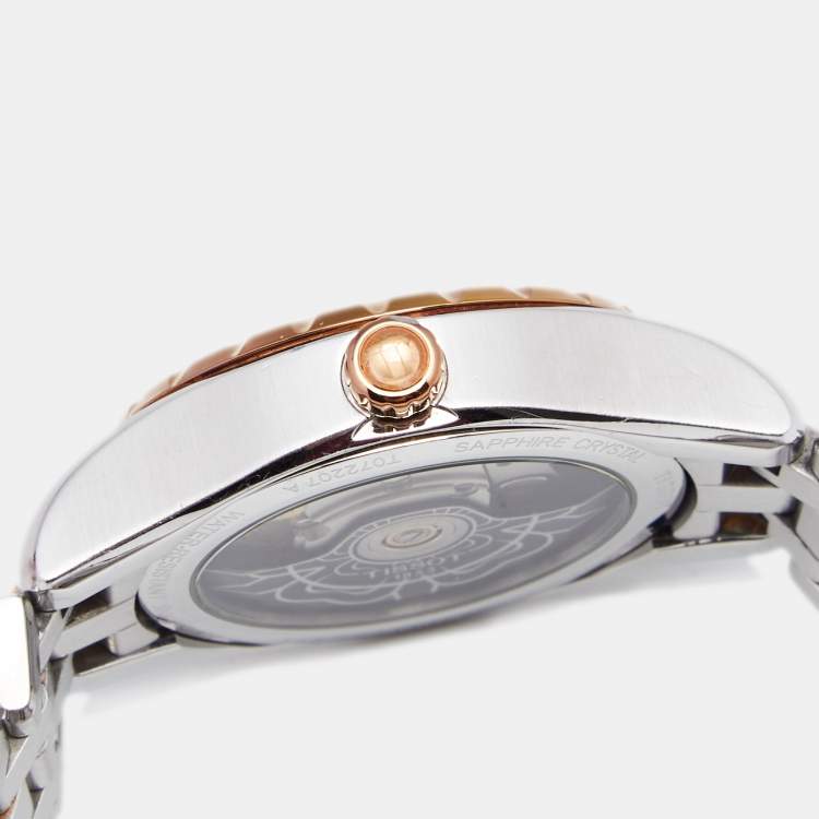 Pre Owned Tissot Brown Two Tone Stainless Steel Lady 80 T072.207.22.298.00 Women's Wristwatch 34 mm