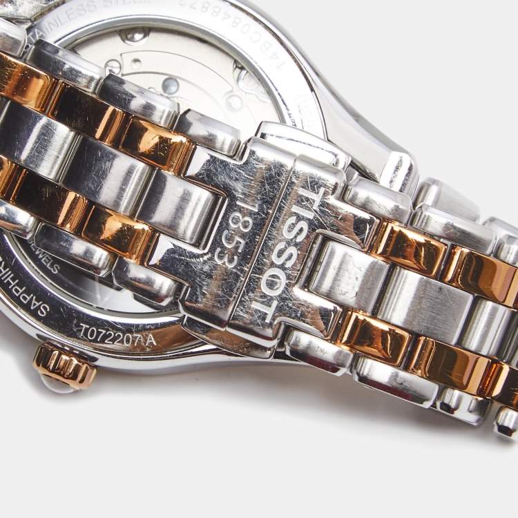 Pre Owned Tissot Brown Two Tone Stainless Steel Lady 80 T072.207.22.298.00 Women's Wristwatch 34 mm