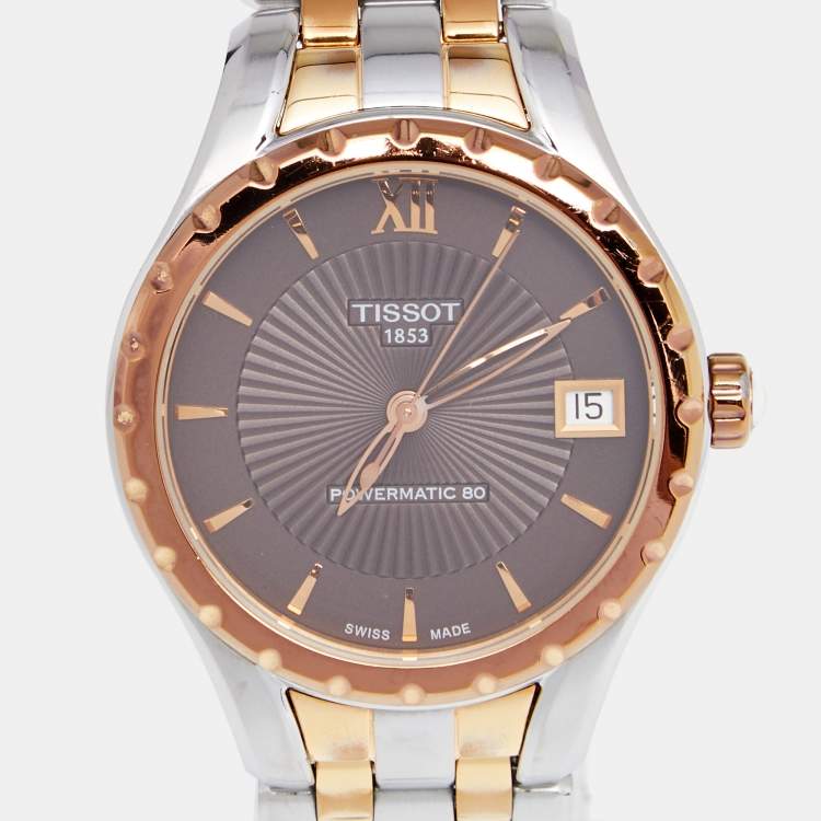 Pre Owned Tissot Brown Two Tone Stainless Steel Lady 80 T072.207.22.298.00 Women's Wristwatch 34 mm