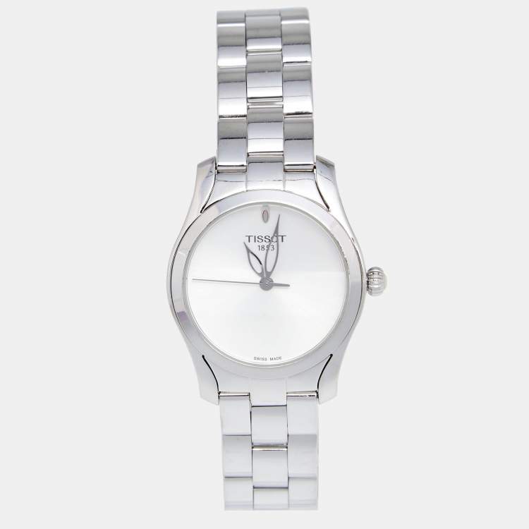 Pre Owned Tissot Silver Stainless Steel Wave T112.210.11.031.00 Women's Wristwatch 30 mm