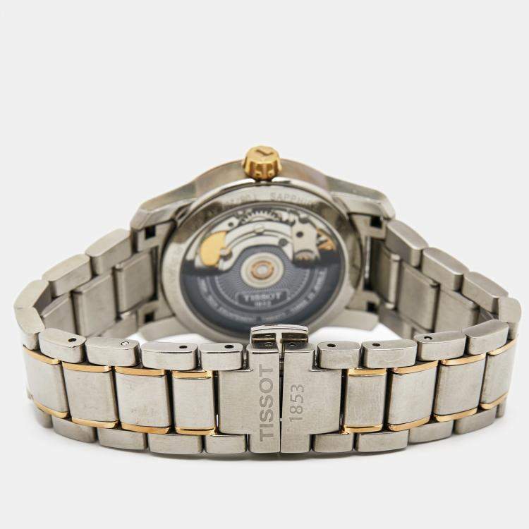 Pre Owned Tissot Brown Two Tone Titanium T-Classic T087207 Women's Wristwatch 32 mm