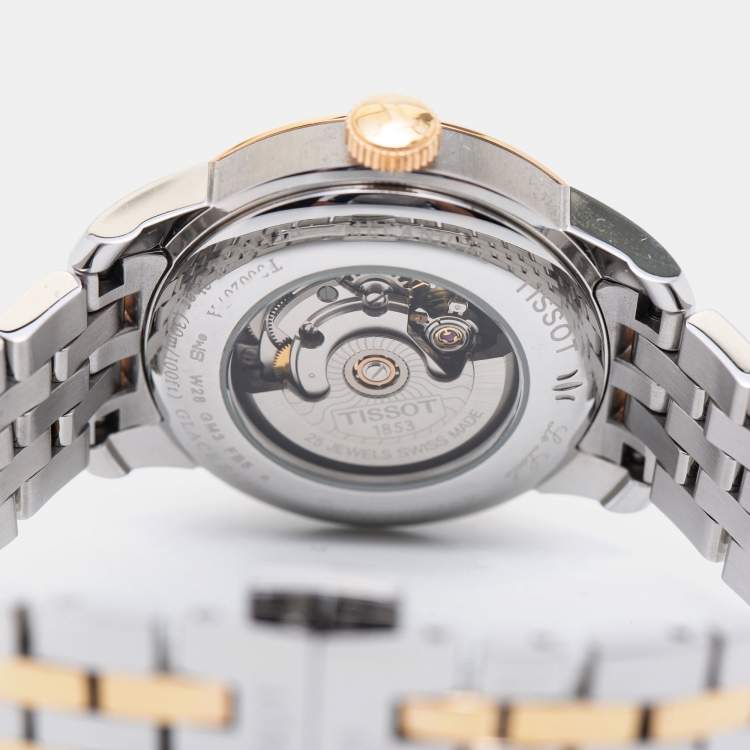 Pre Owned Tissot Mother of Pearl Diamond Two Tone Stainless Steel Le Locle T006.207.22.116.00 Women's Wristwatch 29 mm