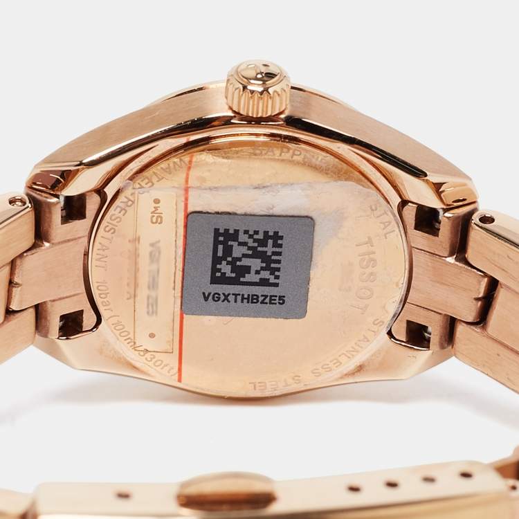 Pre Owned Tissot Champagne Rose Gold Plated Stainless Steel PR100 T101.010.33.451.00 Women's Wristwatch 25 mm