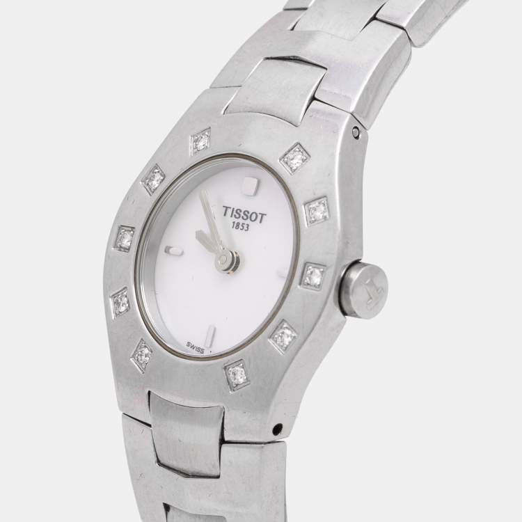 Pre Owned Tissot Mother of Pearl Stainless Steel Diamond L521 Women's Wristwatch 23 mm