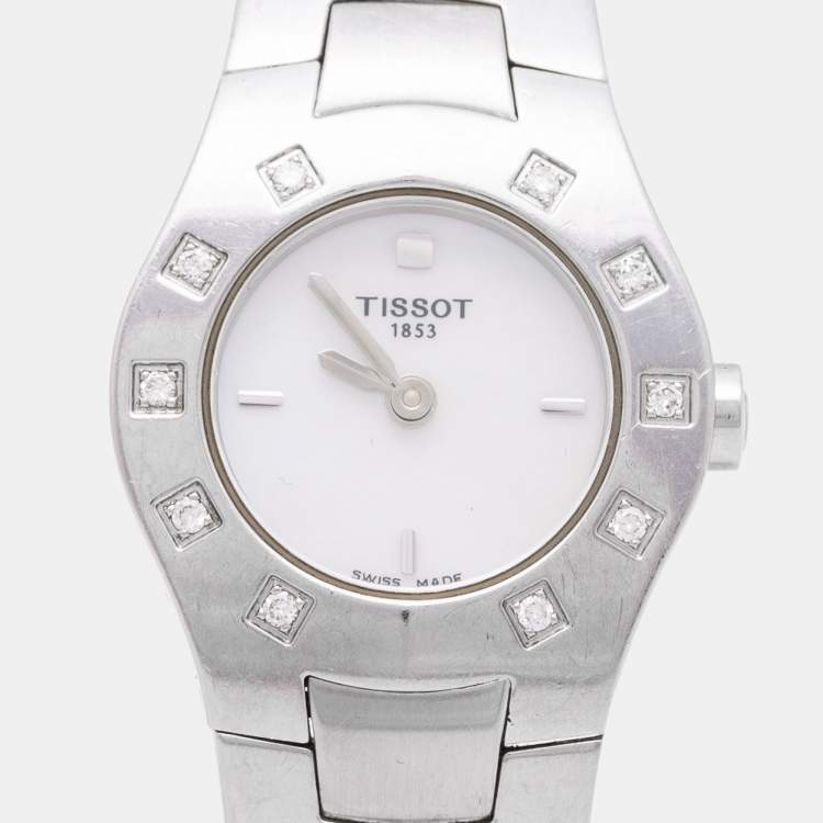 Pre Owned Tissot Mother of Pearl Stainless Steel Diamond L521 Women's Wristwatch 23 mm