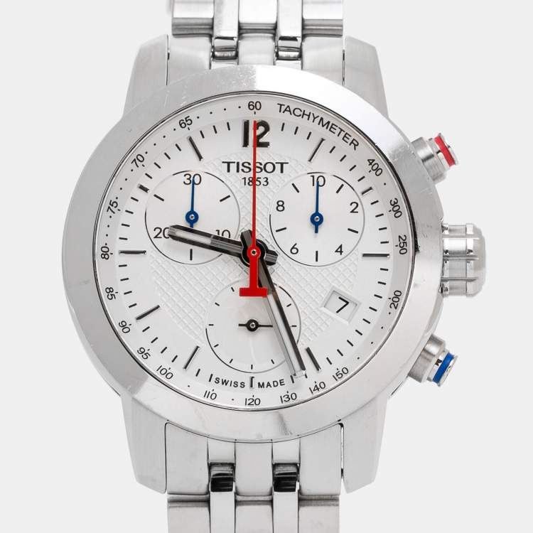 Pre Owned Tissot Silver White Stainless Steel PRC 200 NBA Special Edition T055.217.11.017.00 Women's Wristwatch 35 mm