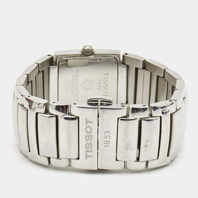 Pre Owned Tissot Mother of Pearl Stainless Steel Diamond T-Evocation T051.310.61.117.00 Women's Wristwatch 23 mm