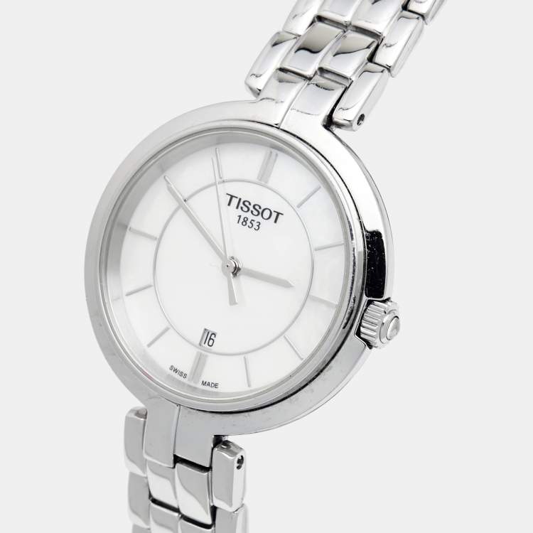 Pre Owned Tissot Mother of Pearl Stainless Steel Flamingo T094.210.11.111.00 Women's Wristwatch 30 mm 