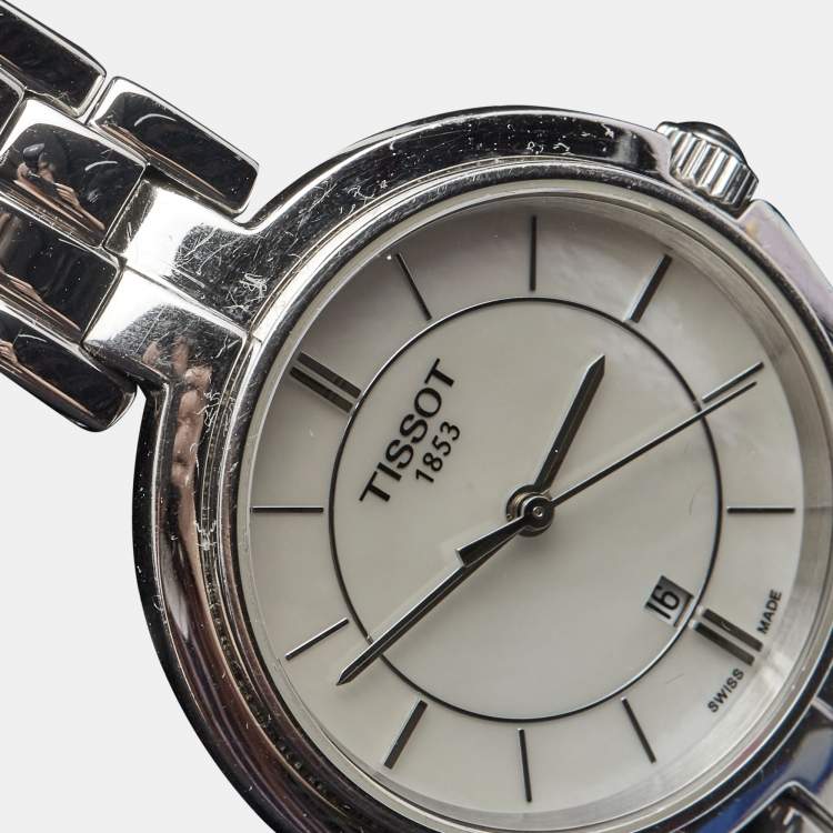 Pre Owned Tissot Mother of Pearl Stainless Steel Flamingo T094.210.11.111.00 Women's Wristwatch 30 mm 