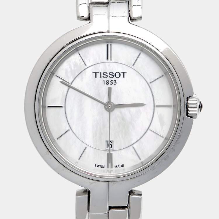 Pre Owned Tissot Mother of Pearl Stainless Steel Flamingo T094.210.11.111.00 Women's Wristwatch 30 mm 