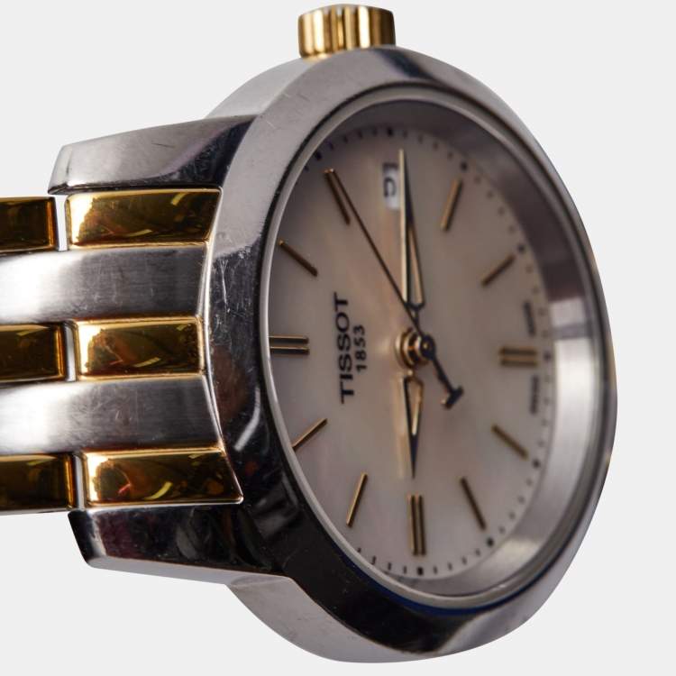 Pre Owned Tissot Mother of Pearl Two Tone Stainless Steel Classic Dream T033.210.22.111.00 Women's Wristwatch 28 mm